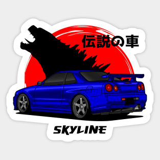 JDM Blue Skyline R34 GTR Sticker
